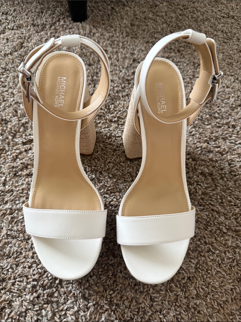 White Michael Kors Ashton Platform Espadrille Strappy Sandals Sz US 8.5